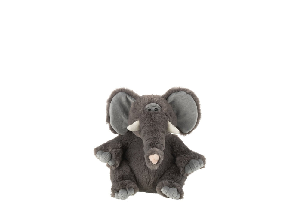 J-Line Olifant Pluche Polyester Grijs Klein