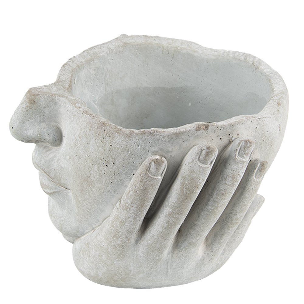 Bloempot Hoofd Ø 11x11 cm Grijs Steen plantenpot