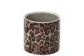 J-Line Bloempot met luipaardmotief - keramiek - bruin/zwart - medium