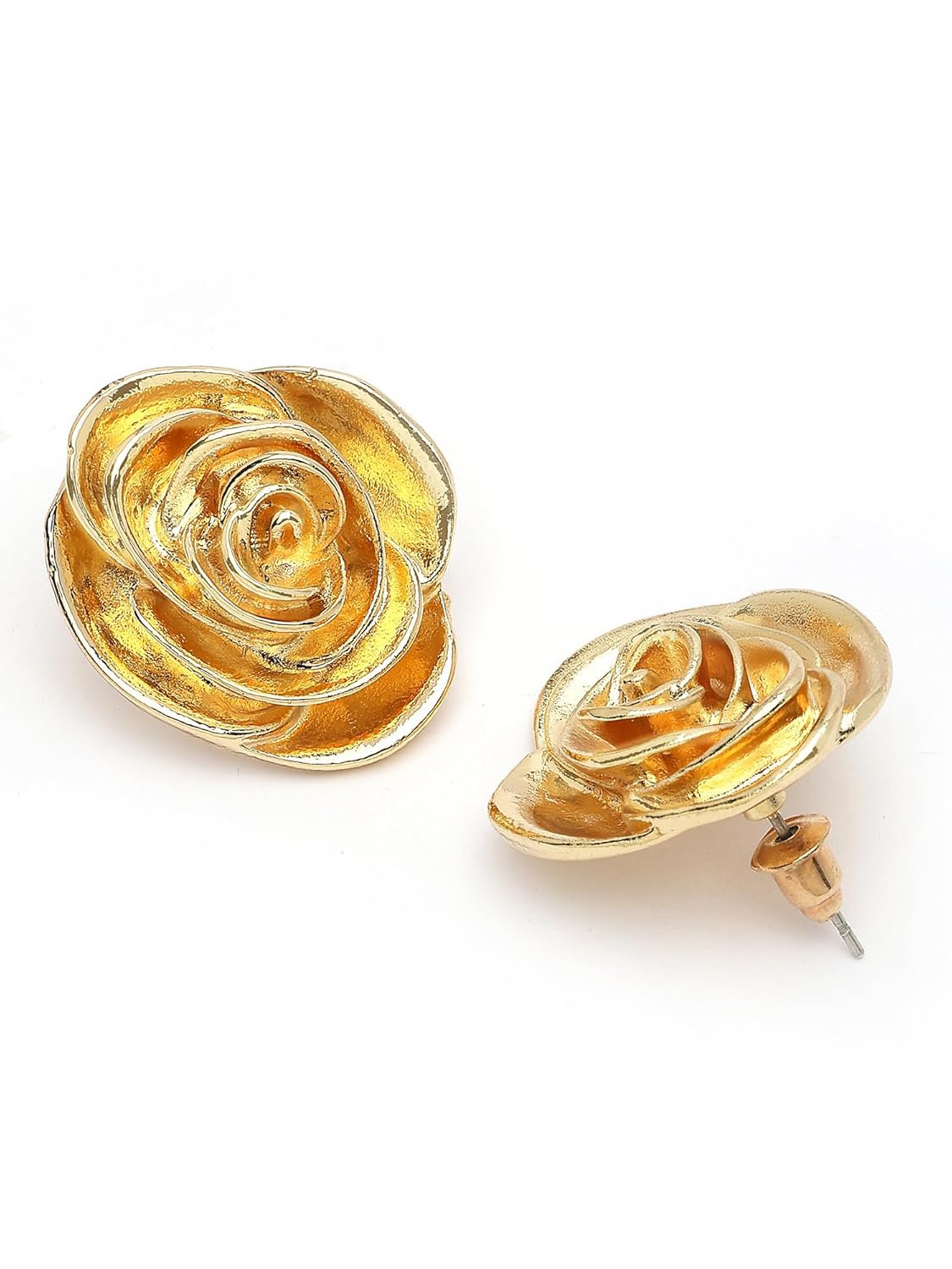 Oorknopjes met bloemen – Vergulde mode-sieraden – Vervaardigd ontwerp – Paar