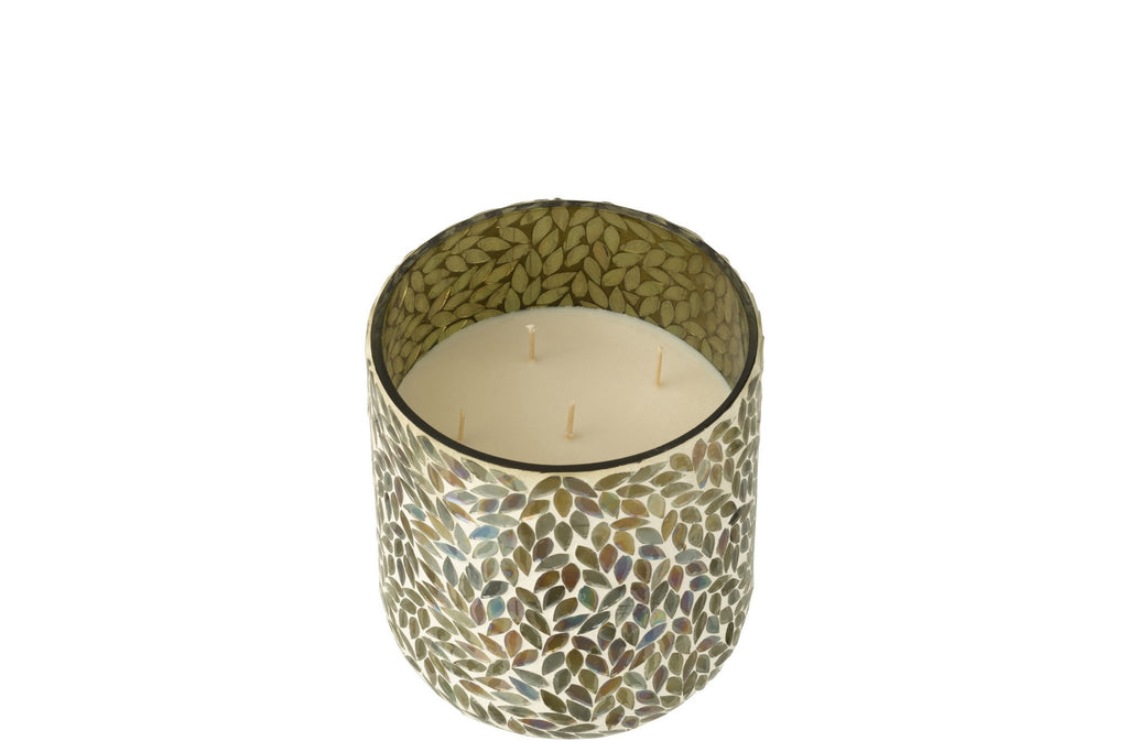J-Line geurkaars Tea & Herbs - glas - groen - large - 120U