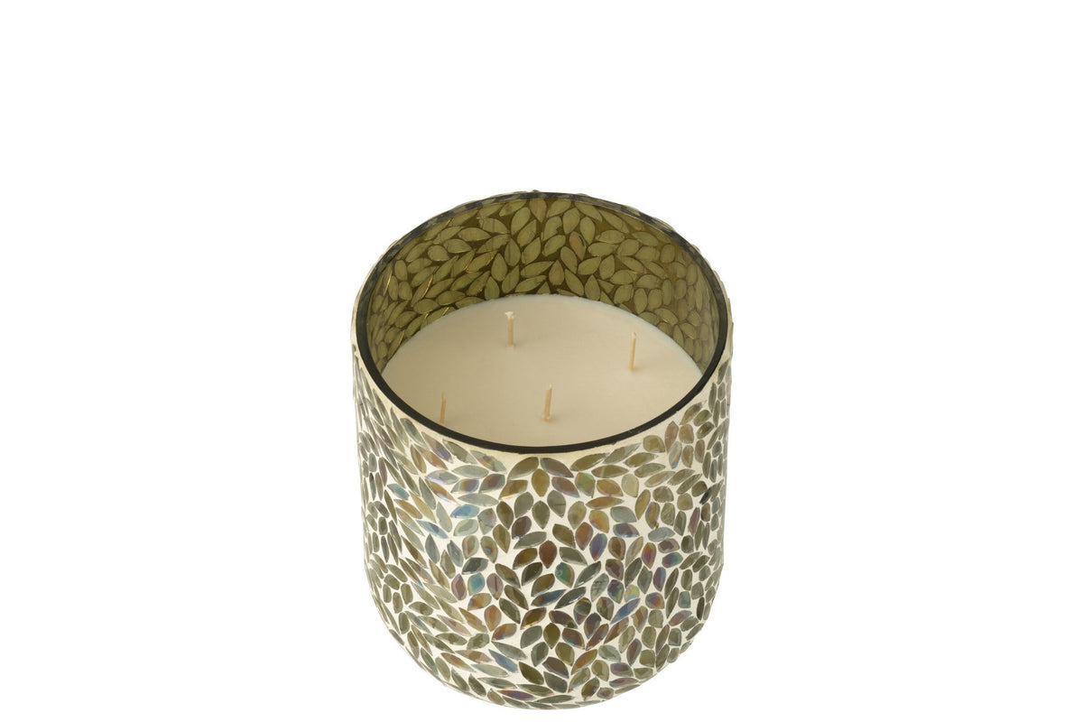 J-Line geurkaars Tea & Herbs - glas - groen - large - 120U