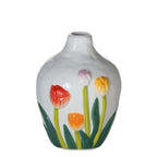 Vaas Keramiek tulpen wit multi h14 d11cm