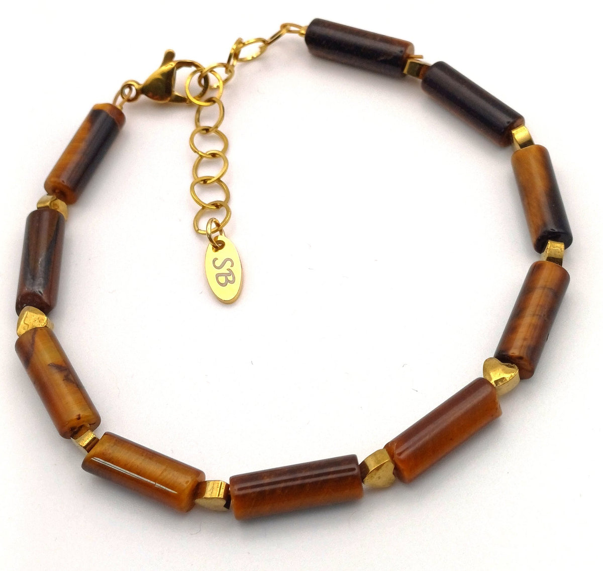 Edelsteen armband Tube met mini hartjes