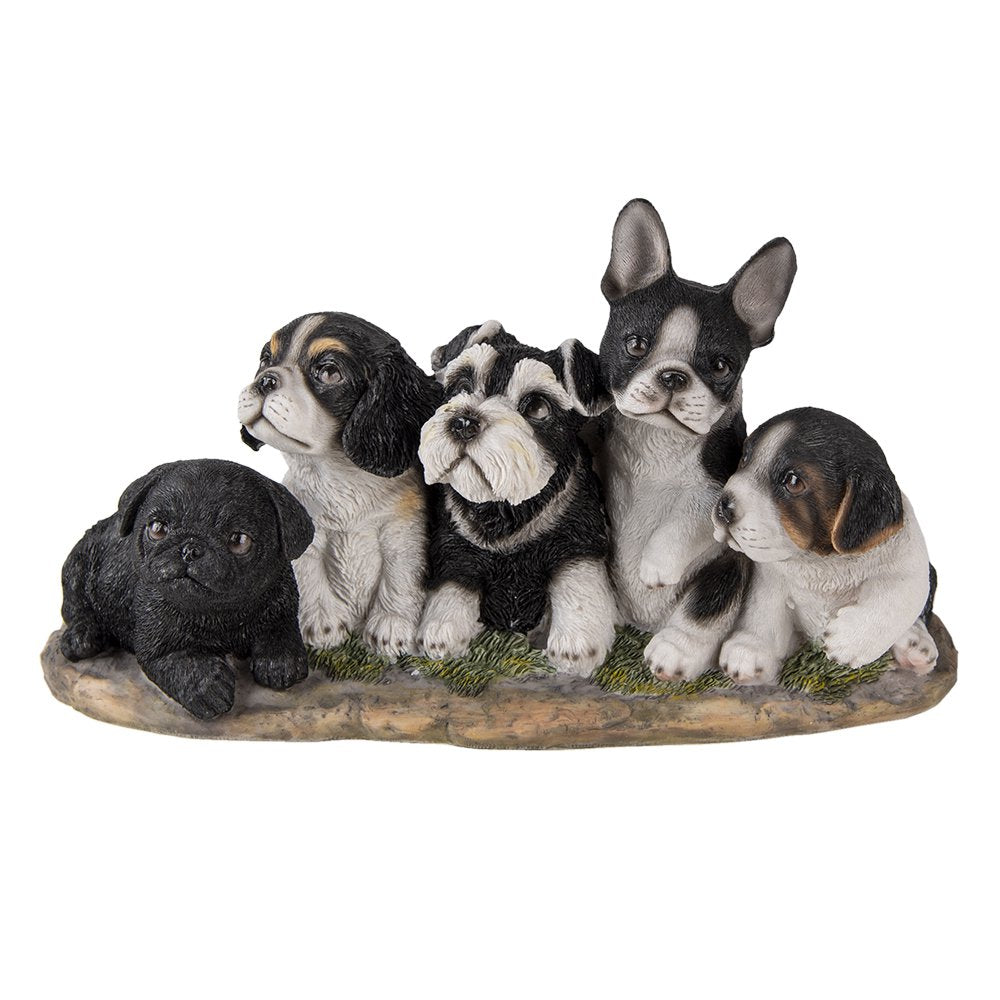 Beeld Hond 33x12x17 cm Zwart Wit Kunststof
