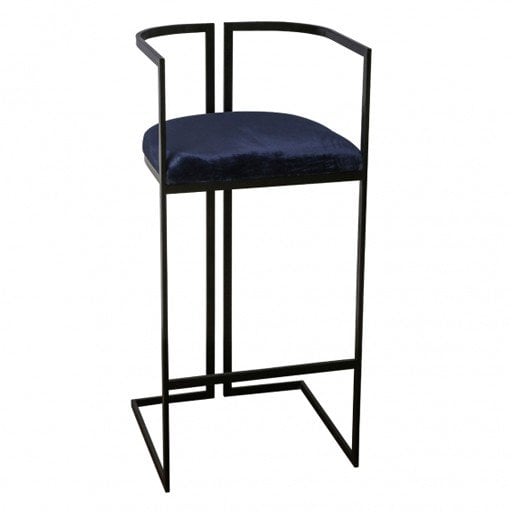 Bar -stoel Jessie Velvel Blue/Black