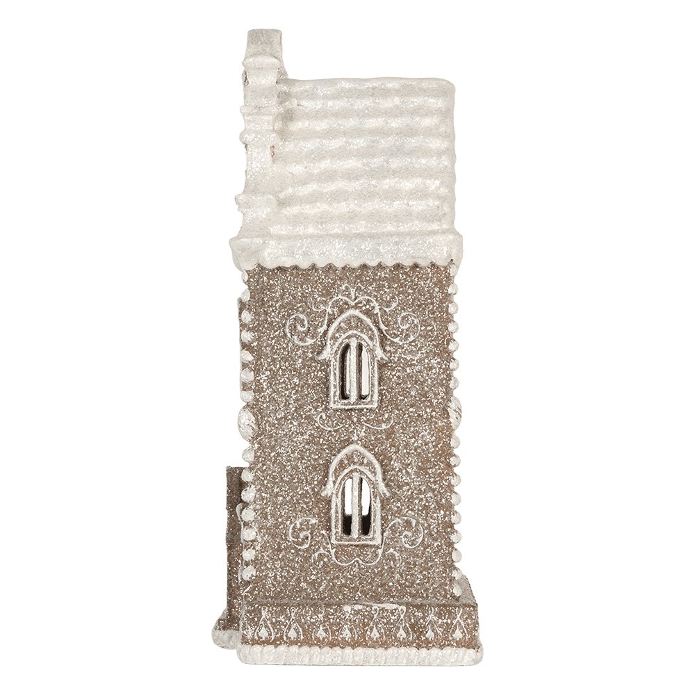 Gingerbread house met LED 17x15x35 cm Bruin Kunststof
