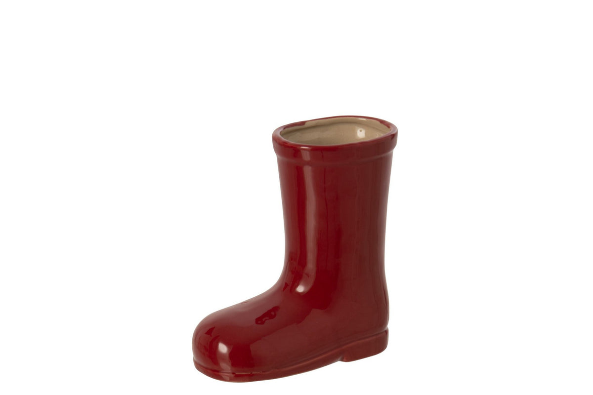 J-Line decoratie Laars - porselein - donkerrood - small