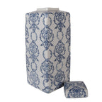 Vaas met Deksel 16x16x41 cm Wit Blauw Keramiek