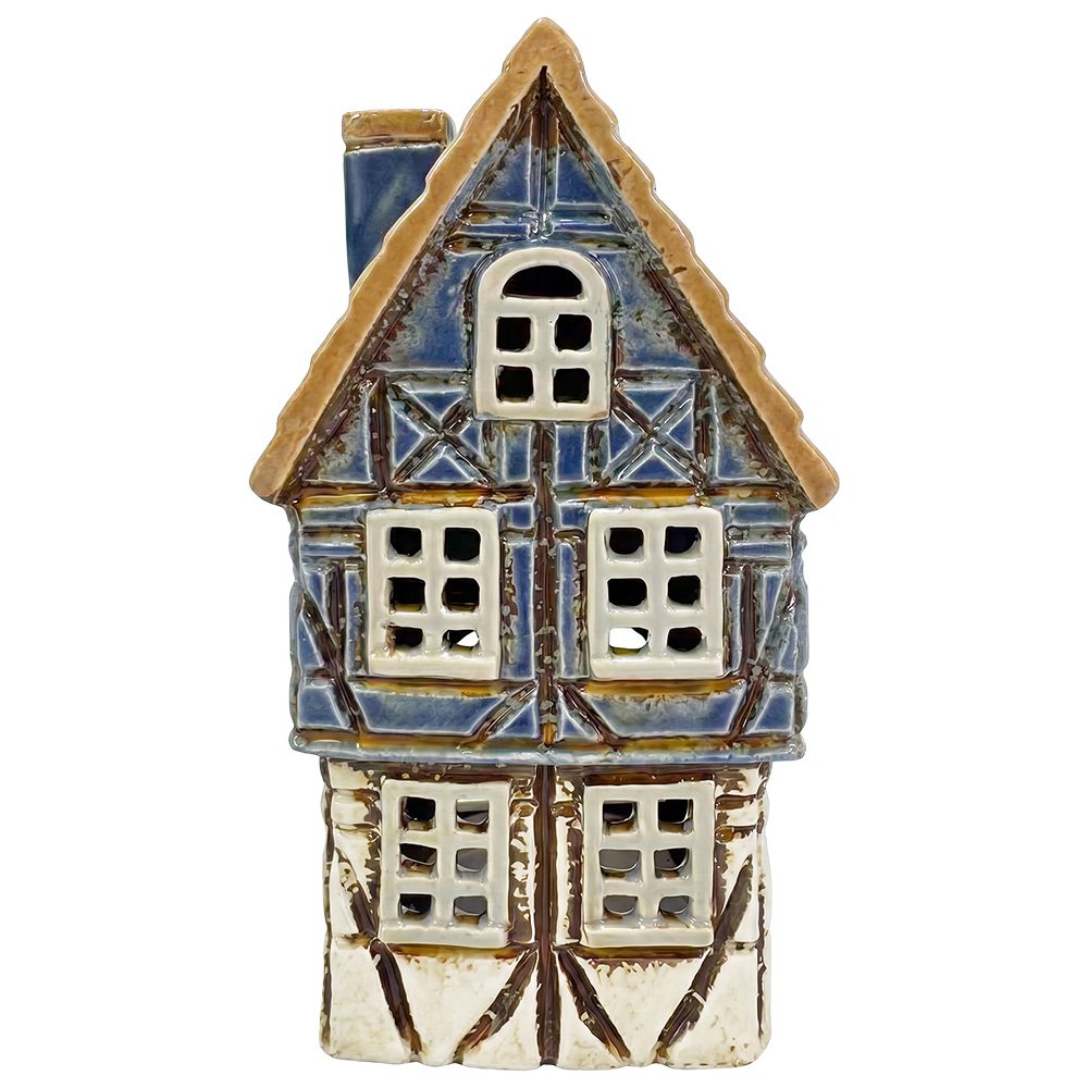 Waxinelichthouder Huis Blauw Keramiek Waxinelichthouder