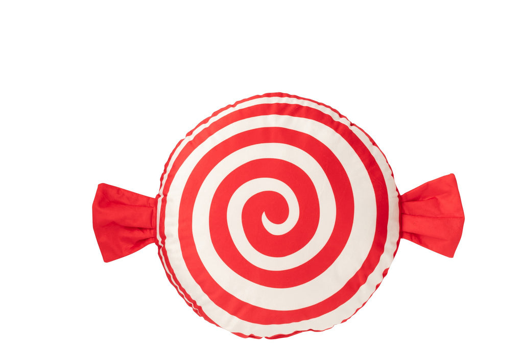 J-Line kussen Snoep - polyresin - rood/wit