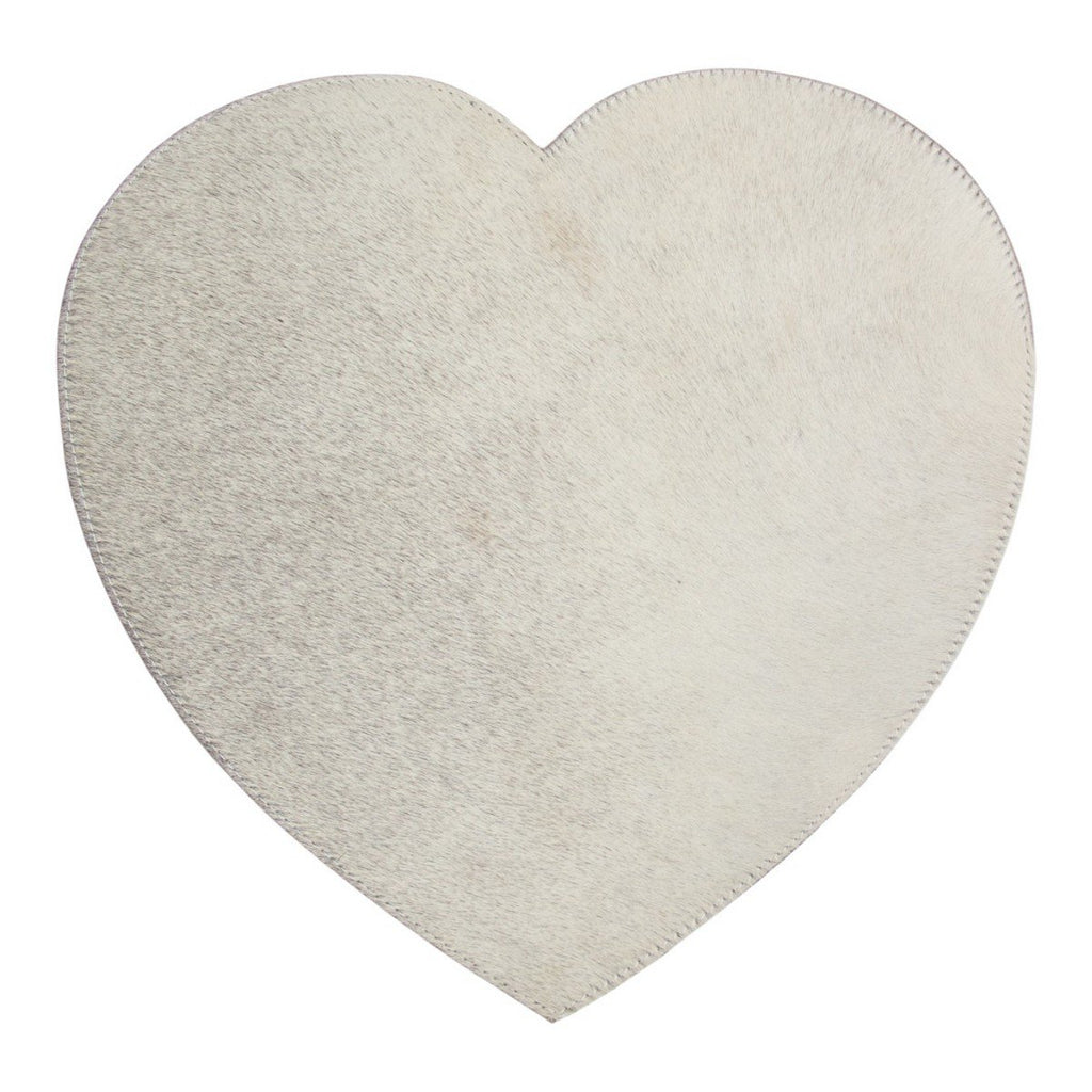Placemat koehuid hart grijs 39cm