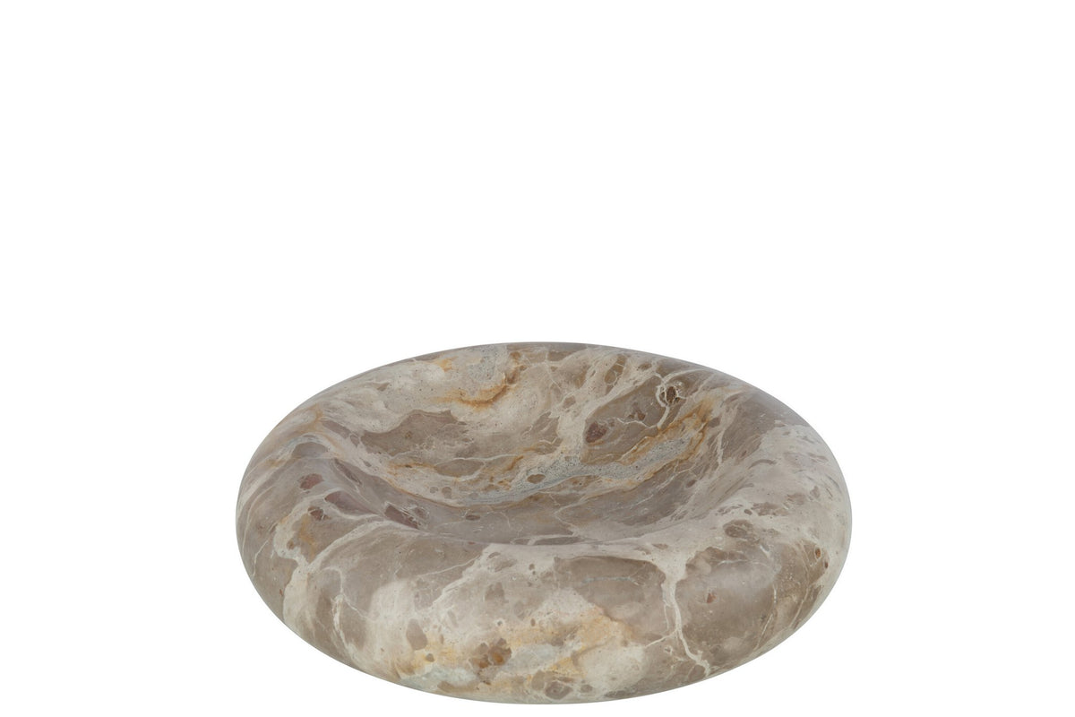 J-Line kom Rond Laag Marmer - steen - beige - large