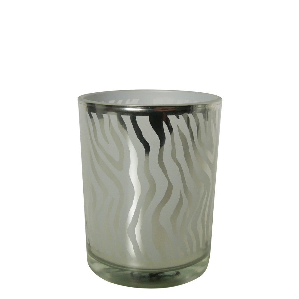 Theelichthouder zilver abstract small 8cm*
