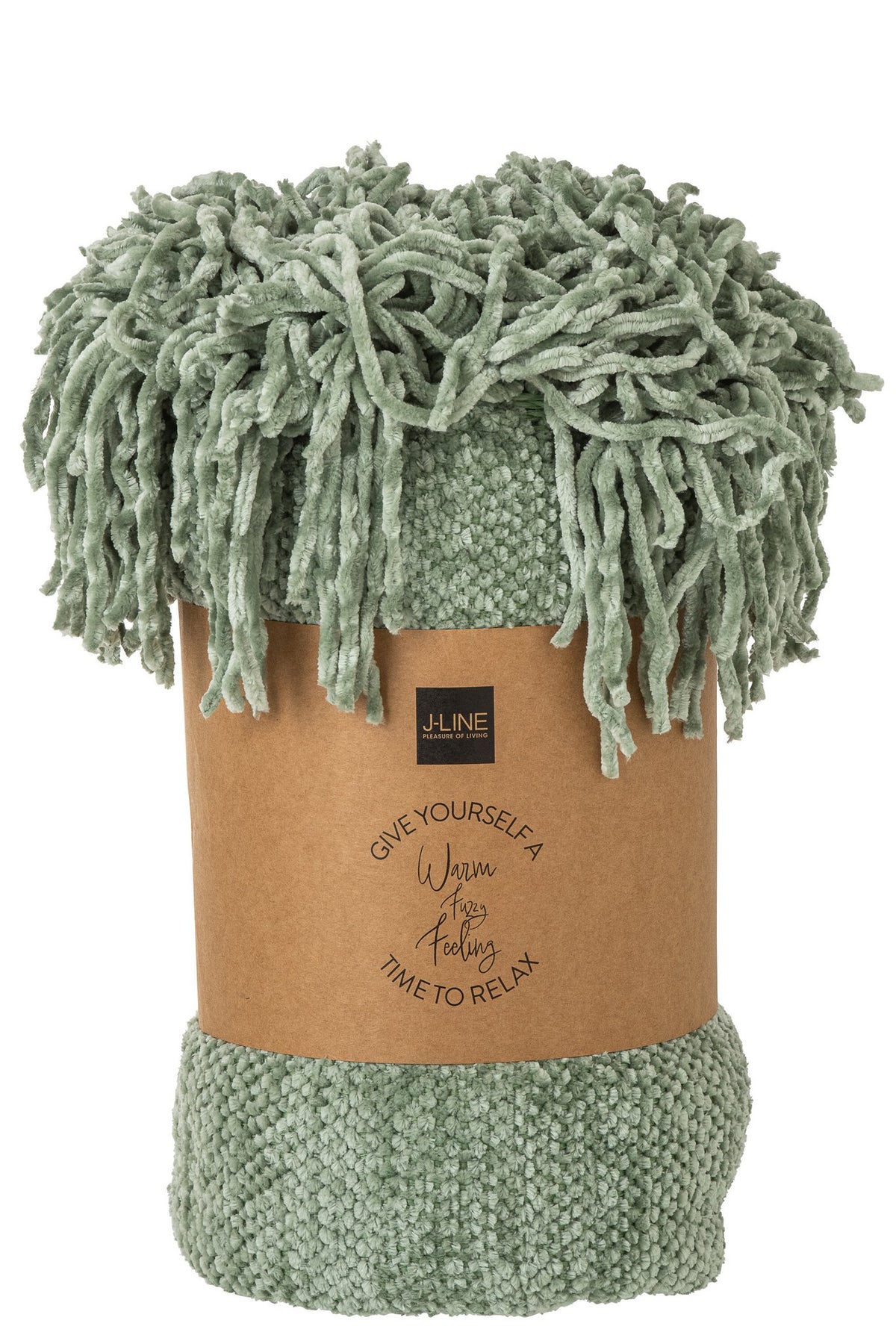 J-Line deken Chenille - polyester - groen