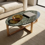 Ovale marmeren salontafel - Groen - 120x60x38 cm
