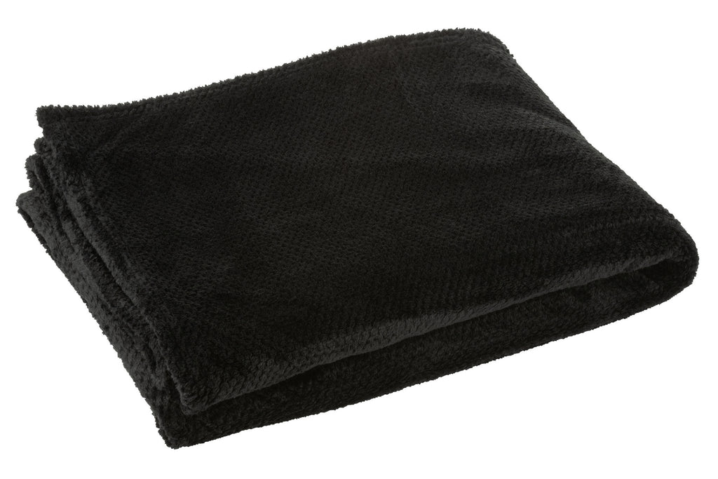J-Line deken Snuggle - polyester - zwart