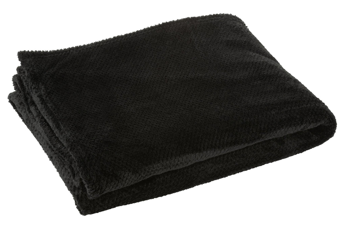 J-Line deken Snuggle - polyester - zwart