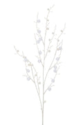 J-Line decoratie Tak Pompons + Parels - kunststof - wit