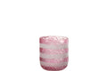 J-Line theelichthouder Strepen - glas - rood/wit - small