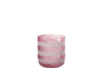 J-Line theelichthouder Strepen - glas - rood/wit - small