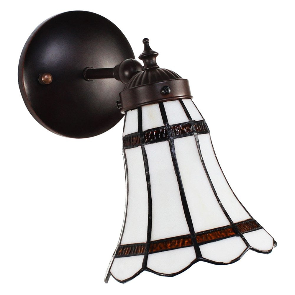 Wandlamp Tiffany 17x12x23 cm Wit Bruin Glas Muurlamp