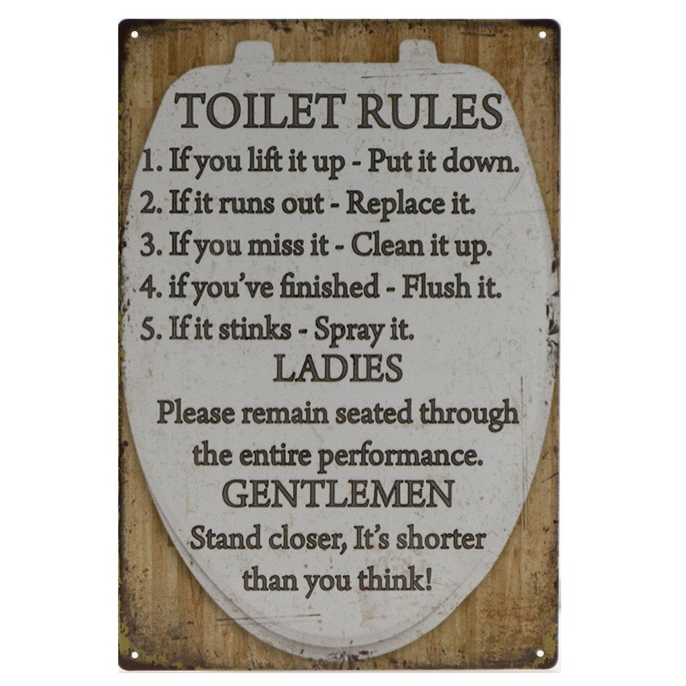 Toiletregels Retro Wandbord 30x20