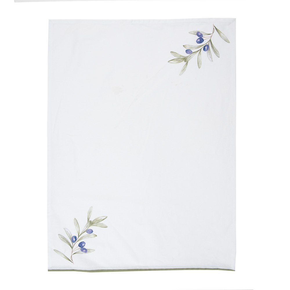 Theedoek 50x70 cm Wit Katoen Olijven