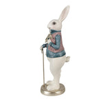 Beeld Konijn 32 cm Wit Blauw Polyresin Paasdecoratie
