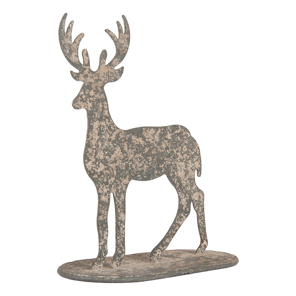 Decoratie Beeld Rendier 17x8x18 cm Grijs Metaal