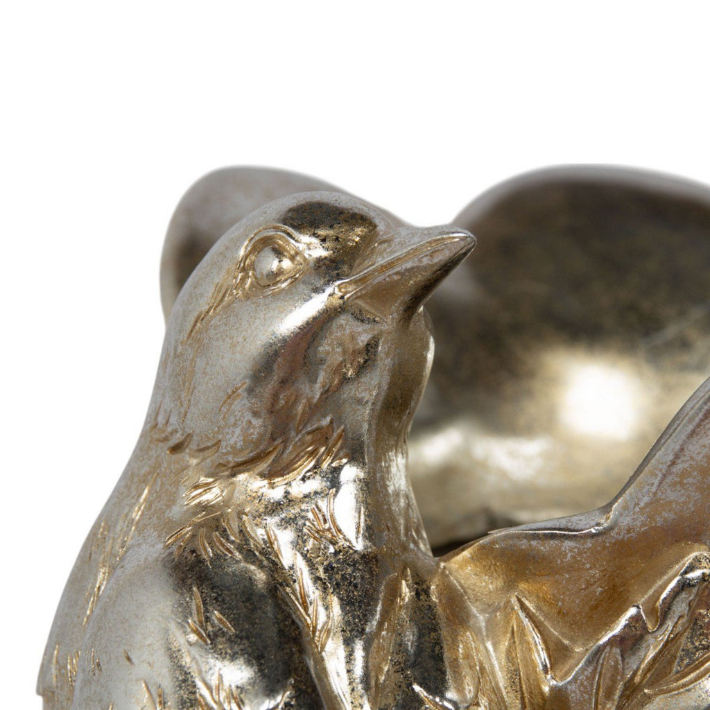 Vaas Vogel hars zilver 18x16x26cm