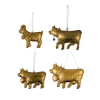 Hanger ijzer koe goud 27cm