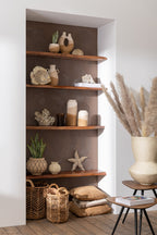 J-Line tafel Driehoek - hout/glas - naturel