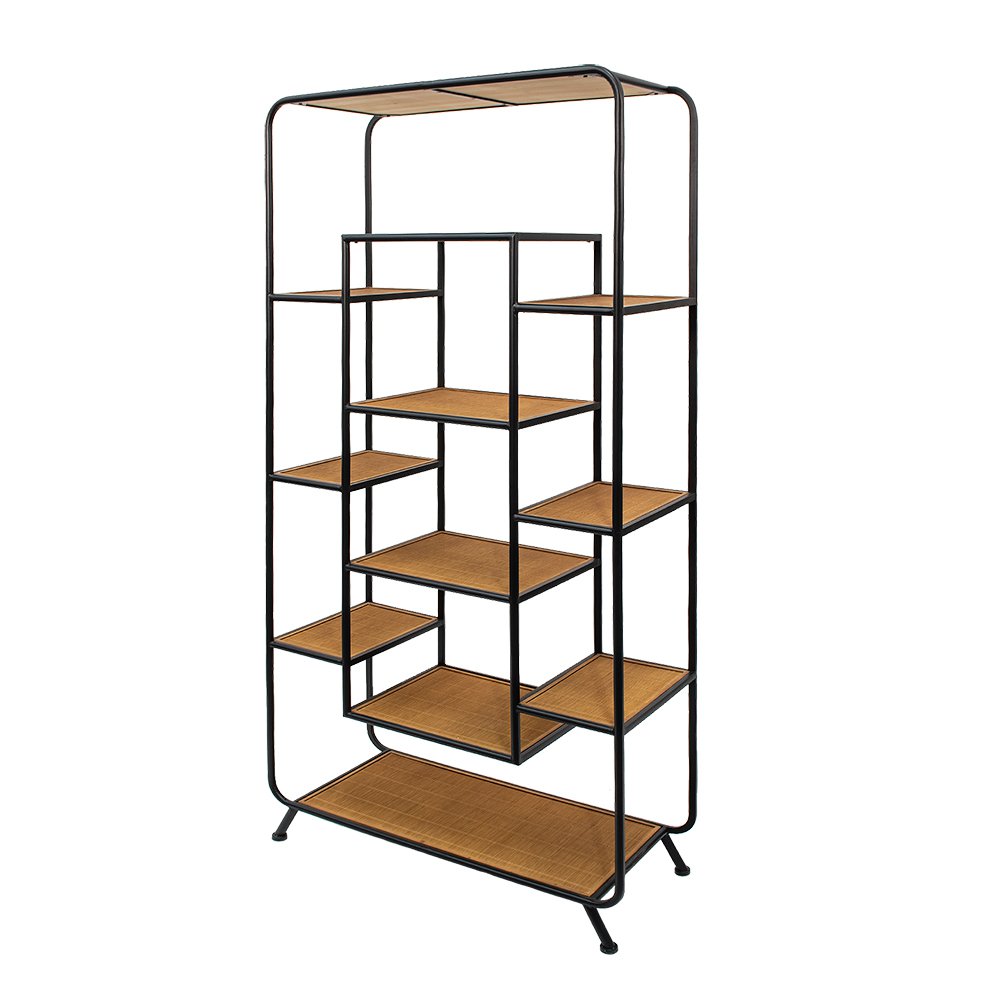 Wandrek Bruin Zwart, Hout en IJzer 80x32x169 cm