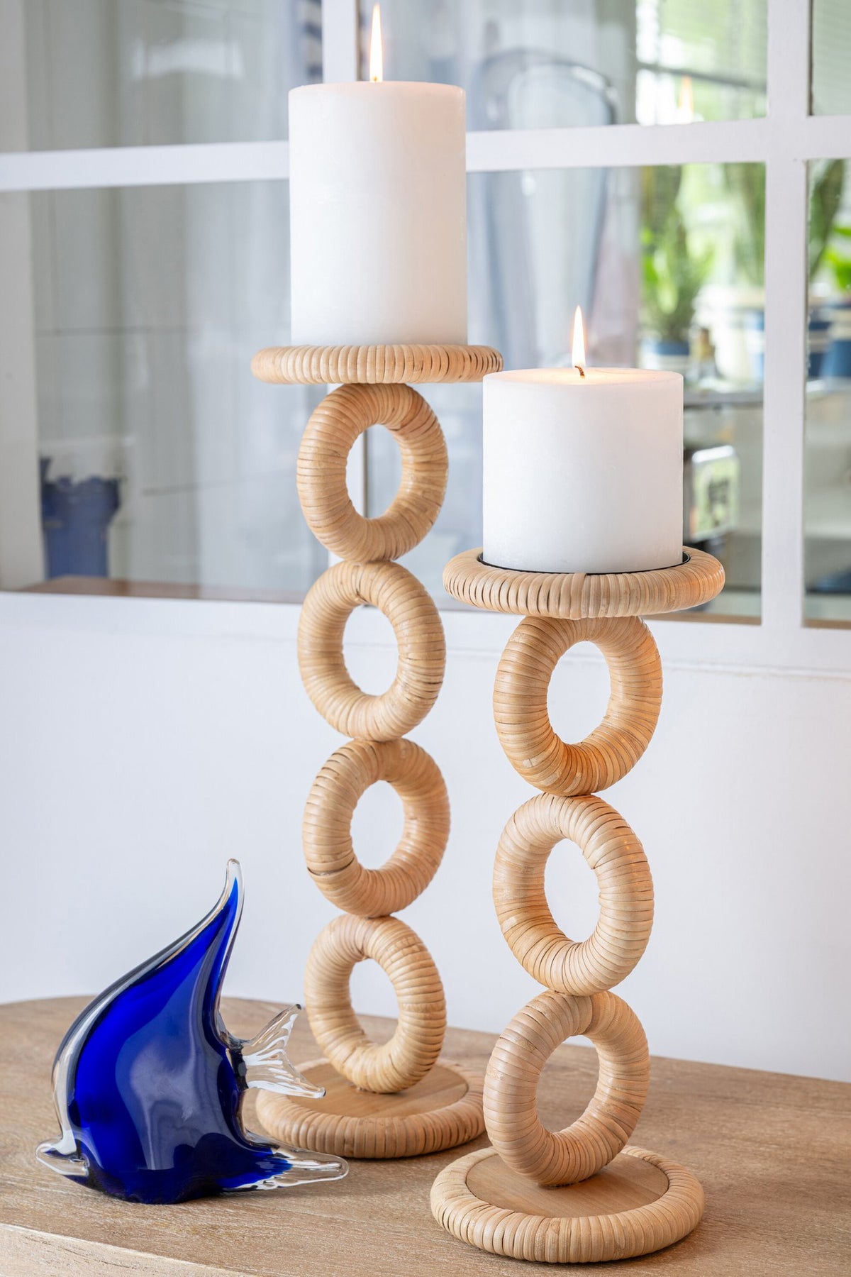 J-Line kaarshouder Ring - hout - naturel - L