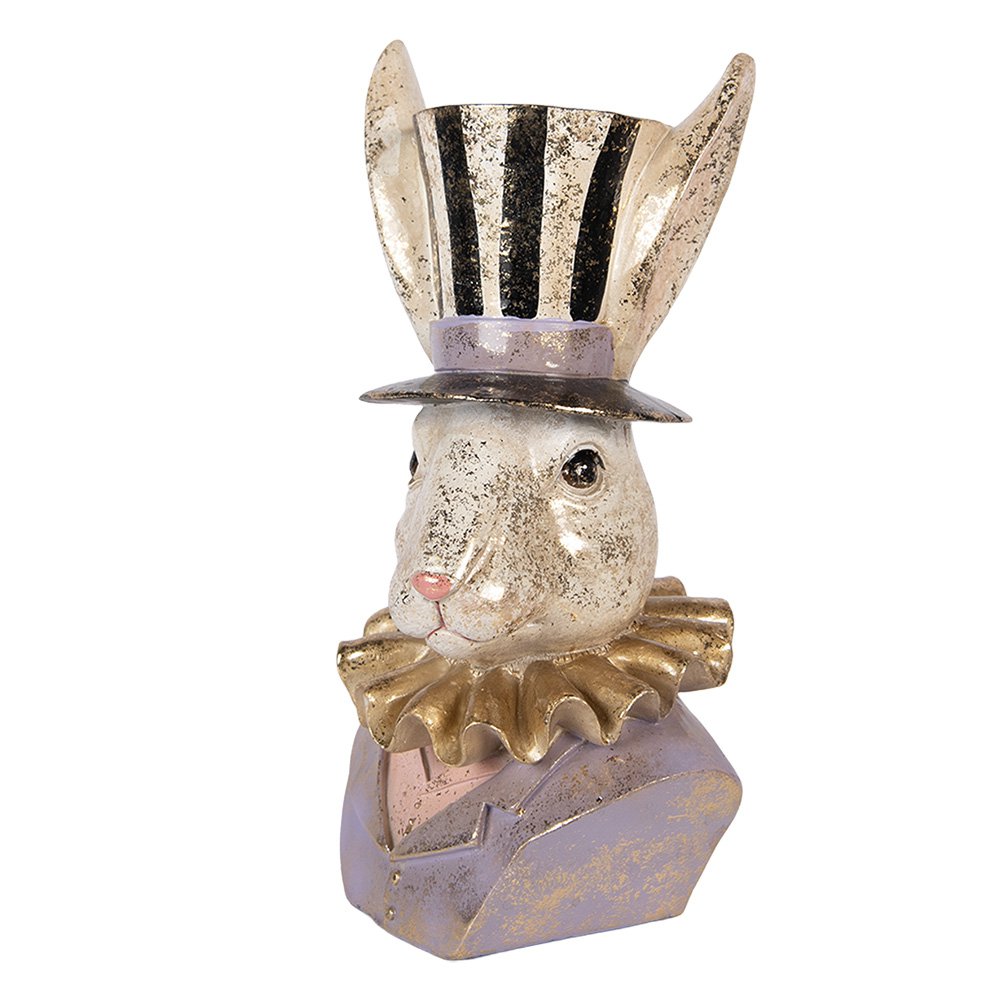 Decoratie Beeld Konijn 14x12x27 cm Beige Kunststof