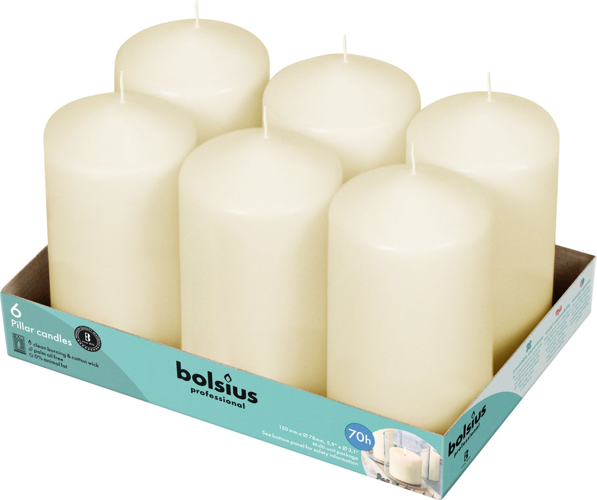 Horeca stompkaarsen 15/8 tray 6 Ivoor