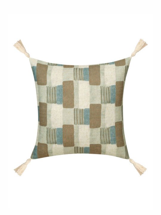 Set van 2 - Kussenslopen met meerkleurige accenten – Decoratief huislinnen – Duurzame mix van polylinnen – Gemakkelijk in onderhoud – 40 cm x 40 cm