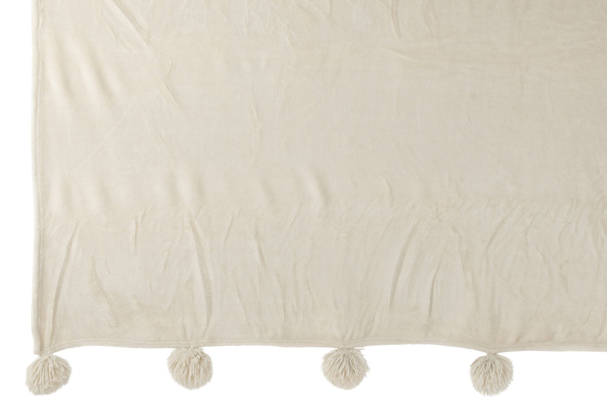 J -Line Plaid Pompon - Polyester - Beige/menthe - 170 x 130 cm