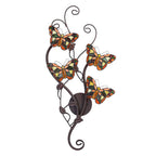 Wandlamp Tiffany 32x68 cm Geel Bruin Metaal Vlinder Muurlamp