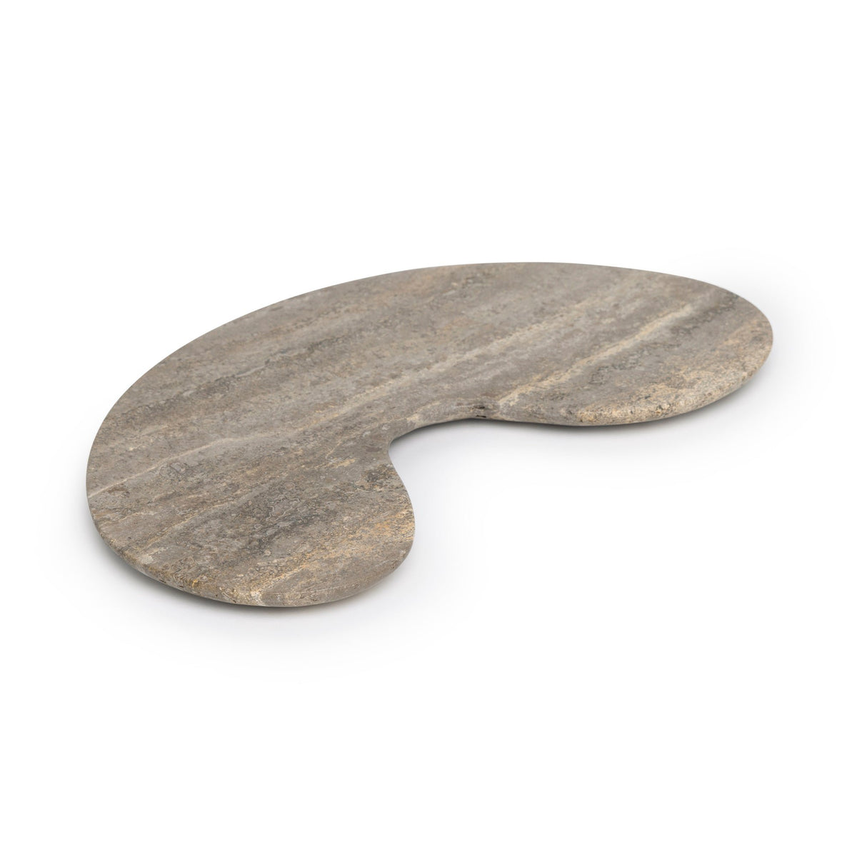 Organisch dienblad Titanium travertine kidney 40x23cm