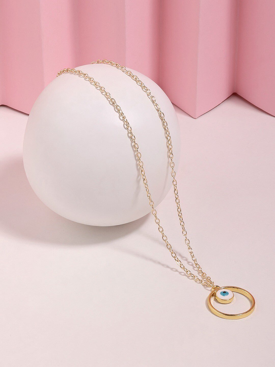 Vergulde geëmailleerde ketting – kettingketting – blauw en wit emaille – 23 cm lengte