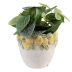 Bloempot Ø 14x12 cm Wit Geel Steen Citroenen
