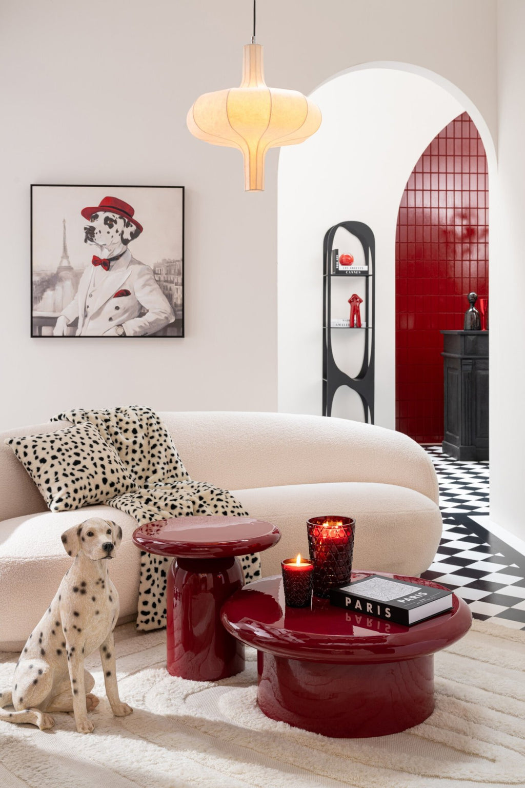 J-Line Deken met dalmatiërmotief - polyester - wit/zwart