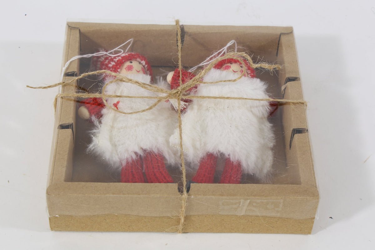 Stoffen poppetjes 2st 12cm rood/wit