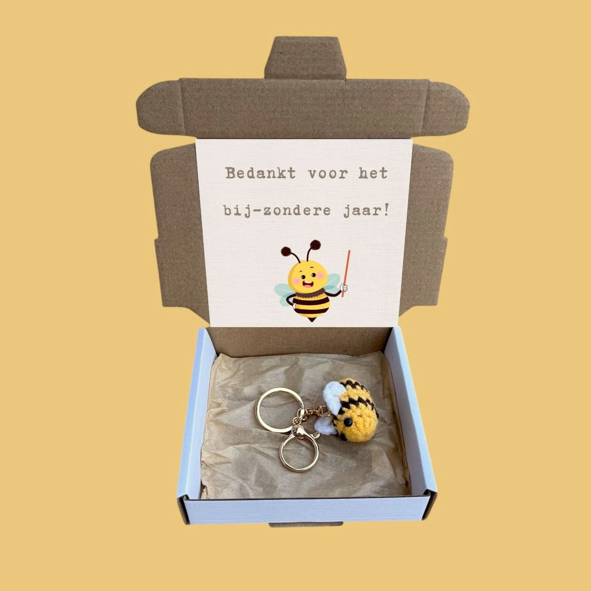 Doosje bedankt voor het bij-zondere jaar sleutelhanger