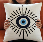 Evil Eye getufte decoratieve kussenhoes - 100% katoen - 1st
