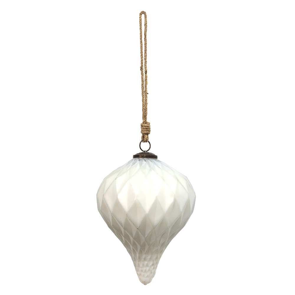 Kerstbal XL Ø 16 cm Wit Glas Kerstdecoratie