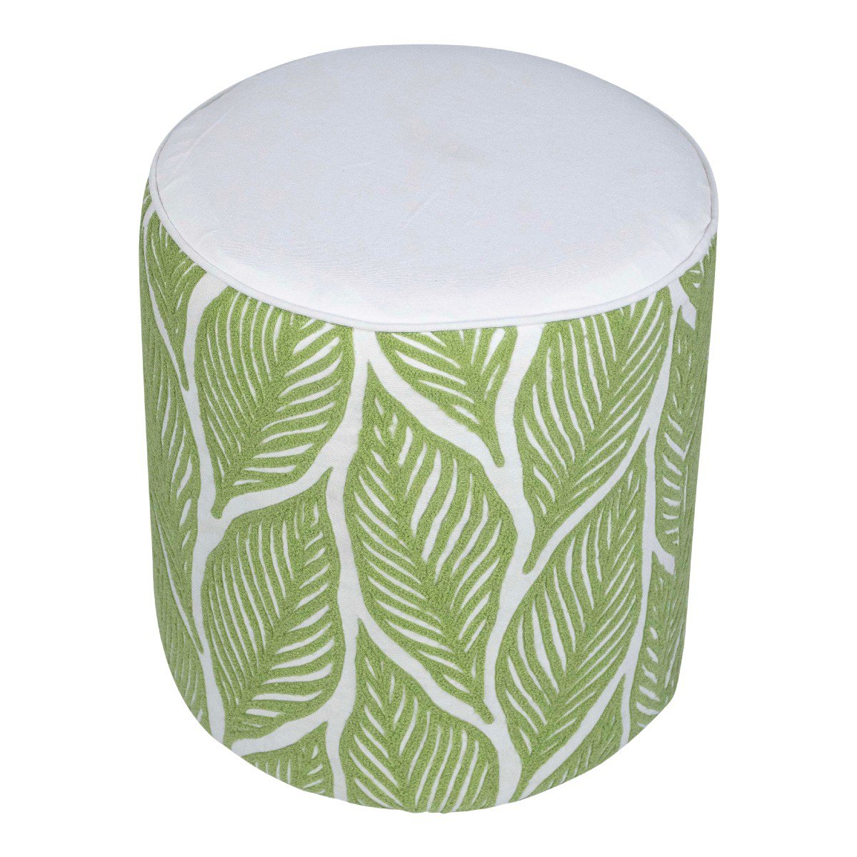 Lilou Poef bladeren groen 40x40x45cm