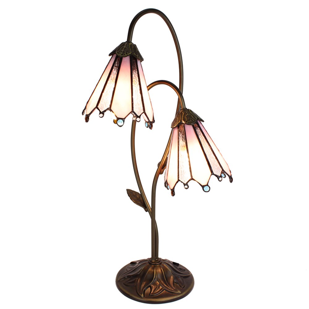 Tiffany Tafellamp 61 cm Bruin Roze polyresin Tiffany Bureaulamp